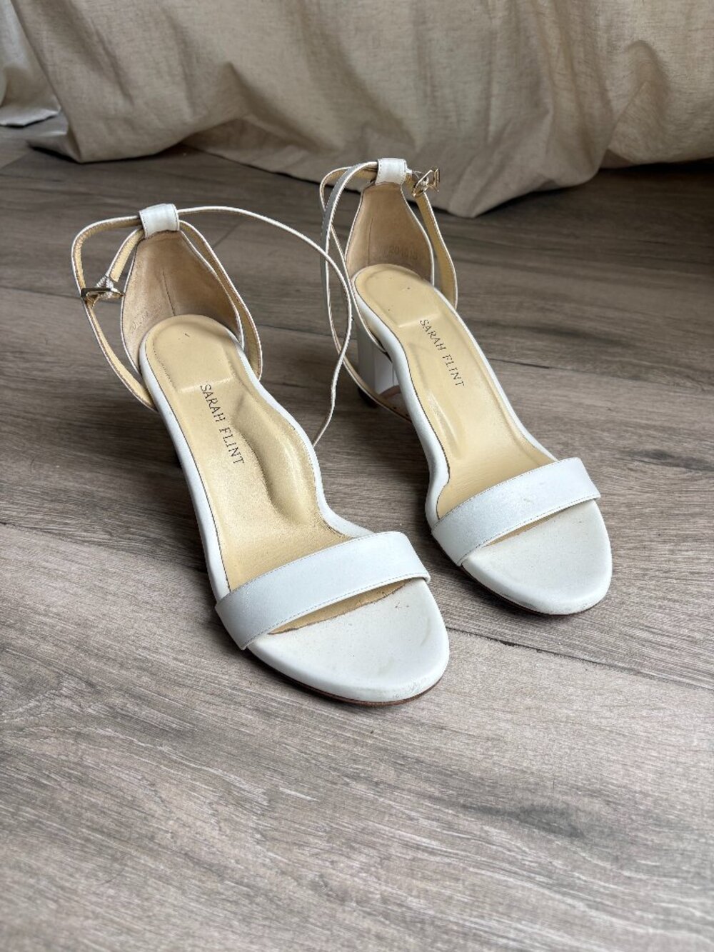 Sarah Flint block heel sandals in white leather